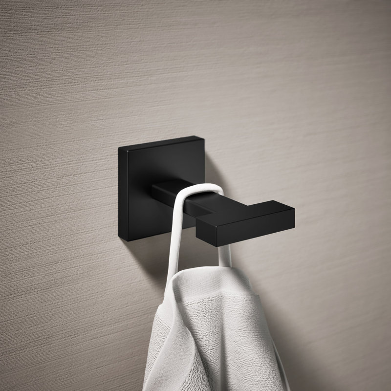 Square Robe Hook, Matte Black