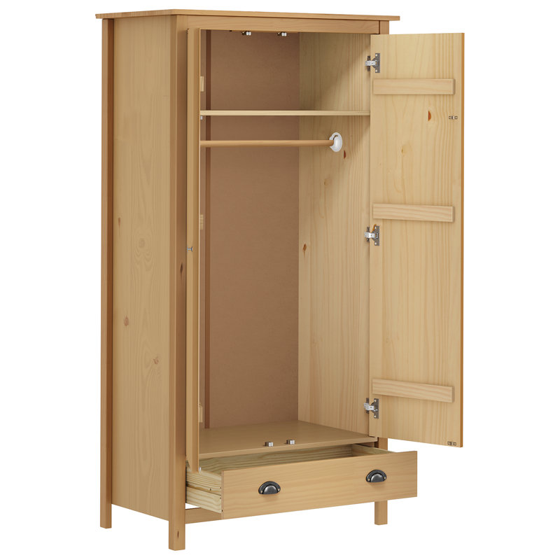 Funkhouser 2 Door Solid Wood Wardrobe, Brown