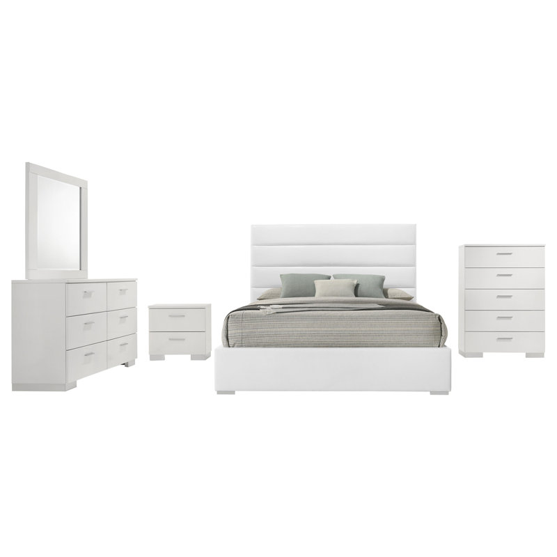 Ensemble de chambre avec très grand lit californien 5 pièces Colberta, Ensemble de cinq pièces : lit, table de chevet, c