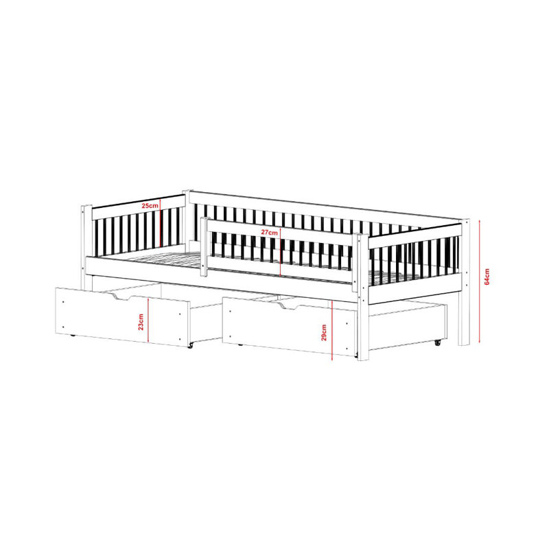 Edi Bed with Mattress, White