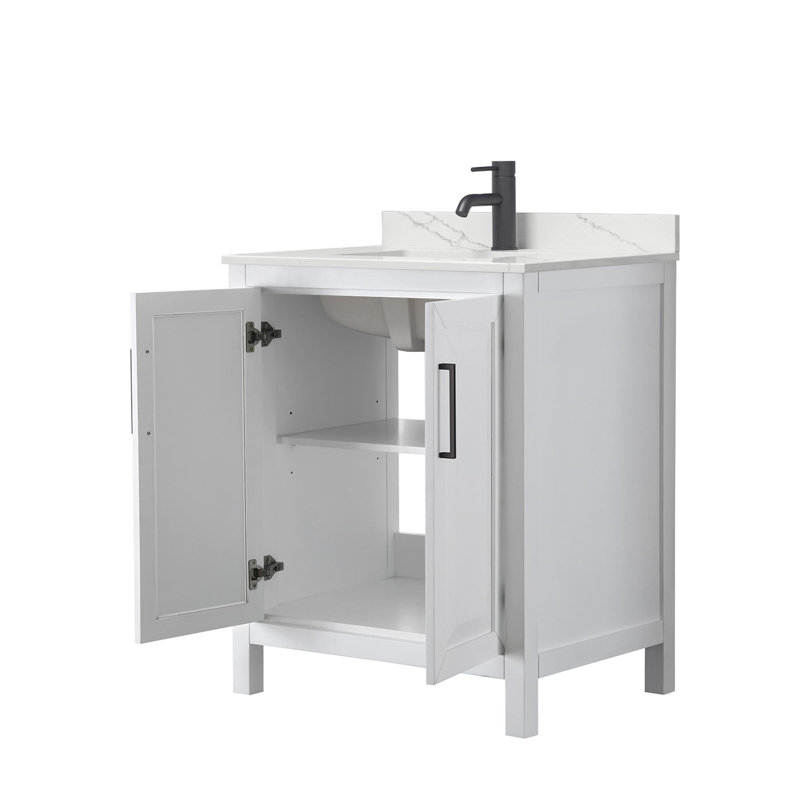 Daria 30'' W Vanity, White, Matte Black, Giotto Quartz