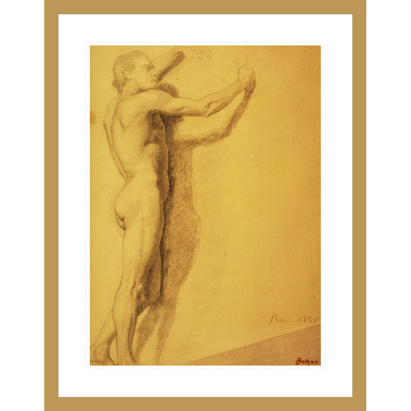 Étude d'un nu masculin par Edgar Degas - reproduction giclée encadrée, H 29,5 po x l 23,09 po