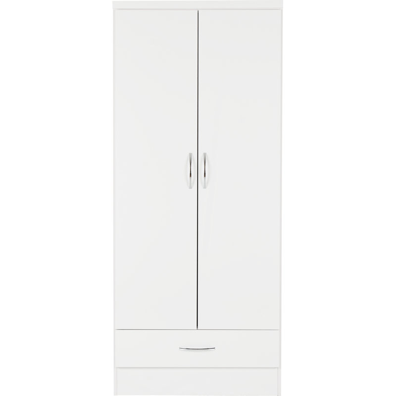 Kosie 1 Drawer Wardrobe, White Gloss