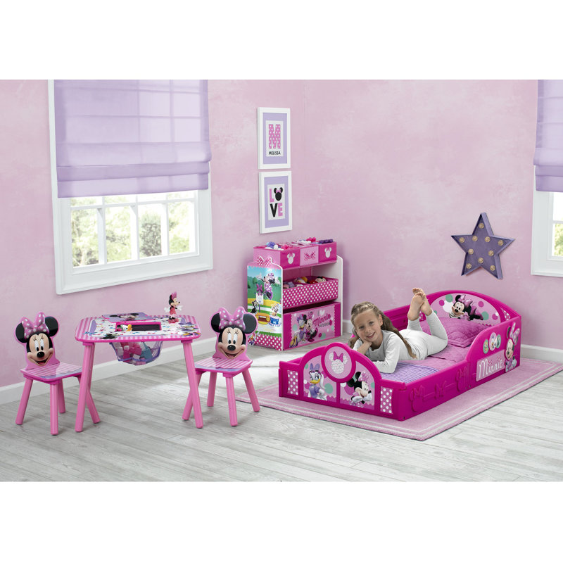 Disney Minnie Mouse Multicolor 6-Bin Toy Organizer with Wood Frame