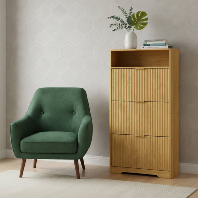 Entryway Shoe Cabinet With Two Flip-top Drawers