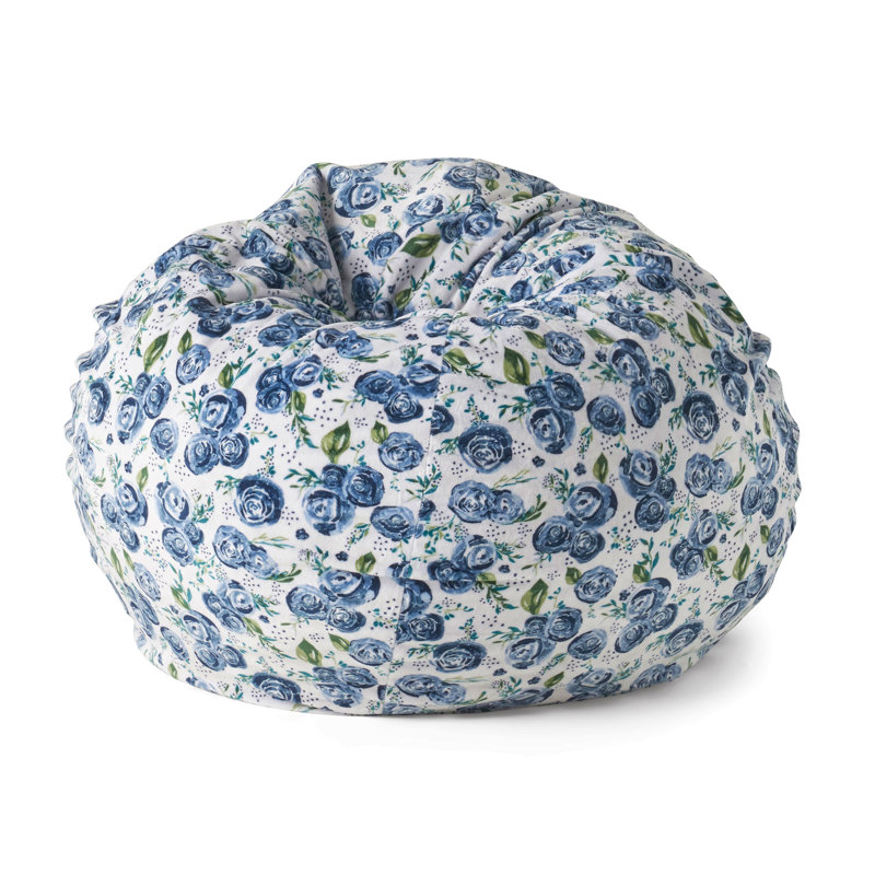 Petit fauteuil à billes arrondi en fausse fourrure de 5 pieds, Fausse fourrure bleue
