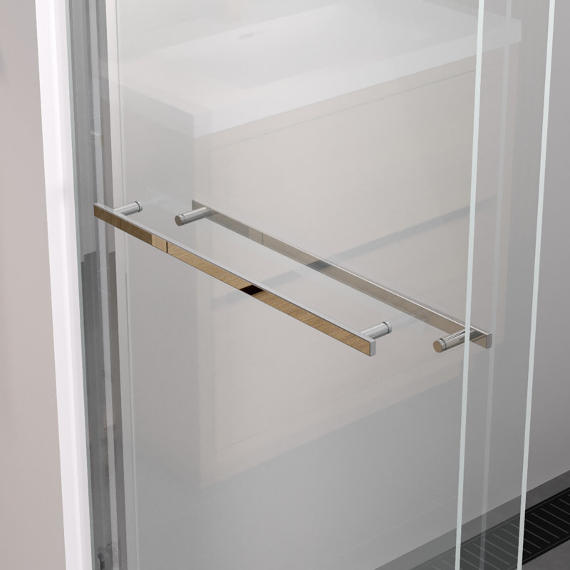 Hardware Double Sliding Shower Door, 56 - 60"X58", 1/4" (6Mm) Tempered Glass, Aluminum Frame, Safe And Reliable Performance For Bathroom 60" Wide Door With American Design, Easy To Install Assemble
