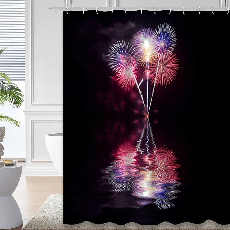 Rideau de douche Fireworks, L 72 po x l 78 po