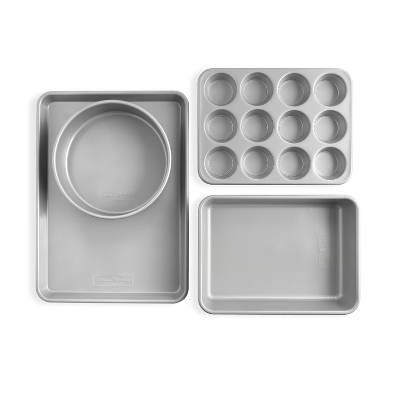 Brilliant Bakeware Essential Nonstick Baking Pan Set, Half Sheet, 9X13, Muffin, 9" Round