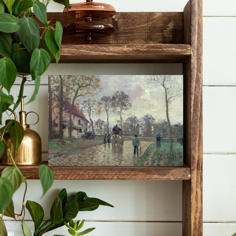 The Coach To Louveciennes, 1870 Impressionist Abstract Contemporary Wall Art Print by Camille Pissarro - 1 Piece Wrapped Canvas Wall Art