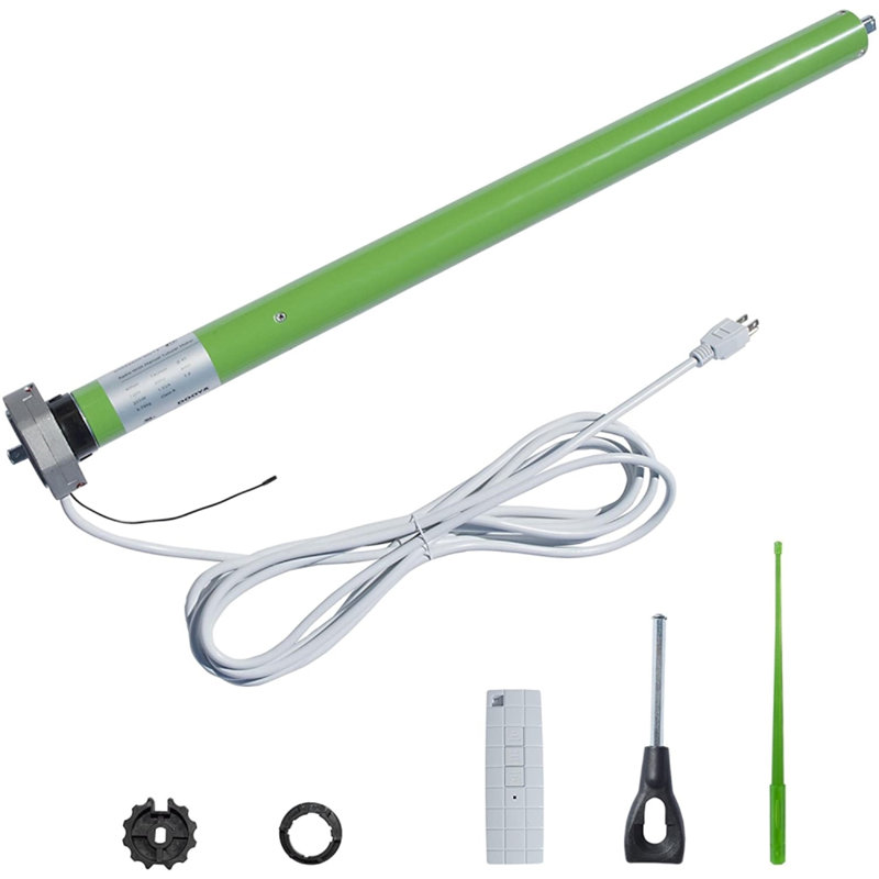 ALEKO Motorized Retractable Outdoor Awning with White Frame, 6.5' W x 5' D, Multistripe Green