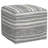 Carina 18"W Upholstered Wool Square Pouf with Black and White Melange Design