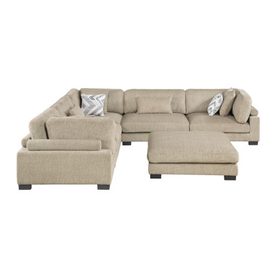 Canapé modulaire en L avec repose-pieds 6 pièces Hanna