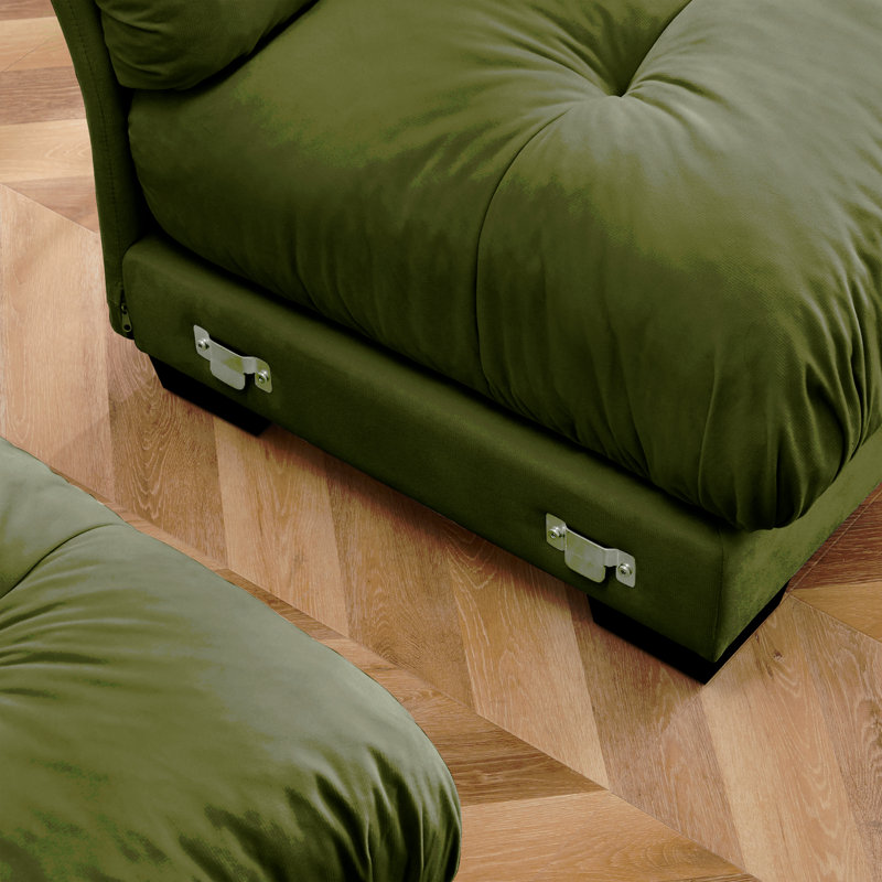 Canapé modulaire en L en forme de L, canapé convertible 4 places modulaire profond pour le salon, coussins de canapé d'angle rembourrés en velours moderne, coussins décoratifs et accoudoirs Blostered