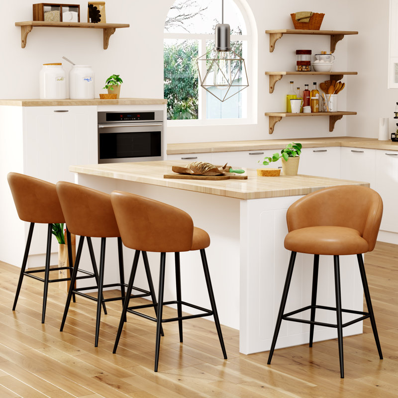 Upholstered Counter Stool with Metal Frame, 76.5cm