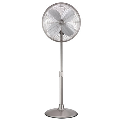 Good Housekeeping's All-Metal 16" Retro Living Dining Conference Room Pedestal Stand Fan with Wide Oscillation, 3-Speed Settings & Weighted Base (Multiple Finishes Available)