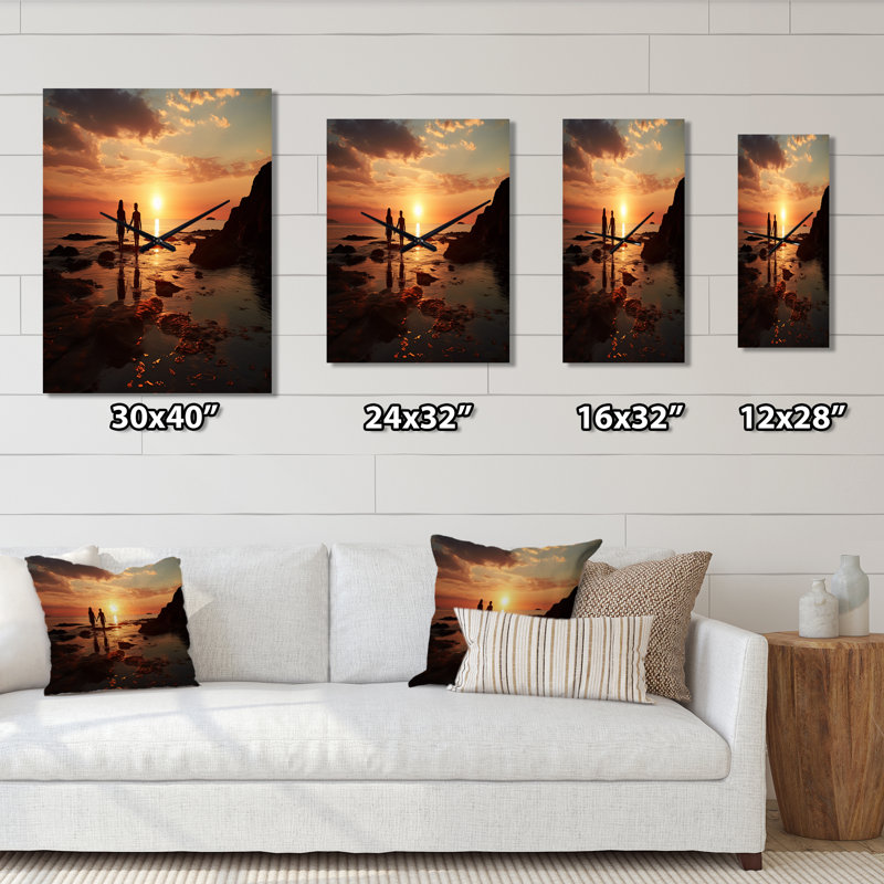 Beach Photo Sunset Serenade X - Très grandes horloges murales, H 32 po x l 16 po x P 1 po