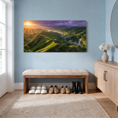 Sunset Over Tropical Mountains Canvas Wrapped Wall Art Set Of 1