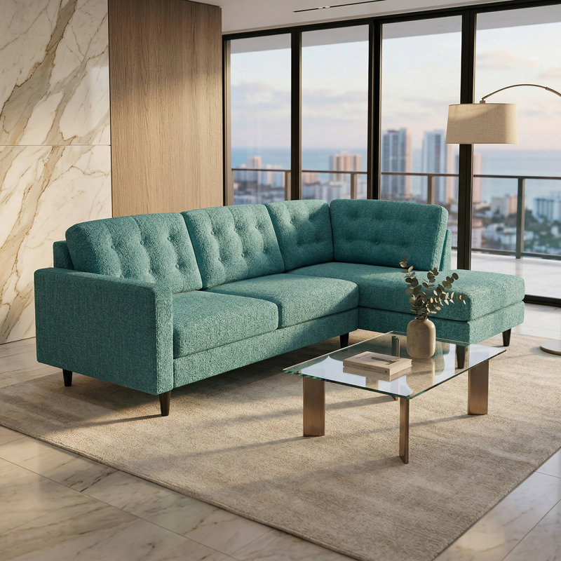 Canapé modulaire Talmadge - fabriqué aux États-Unis, livraison en 5 jours, options de tissus sur mesure, mobilier modulaire en forme de L en gros - Hepburn émeraude vert clair - couleur de tissu écume de mer