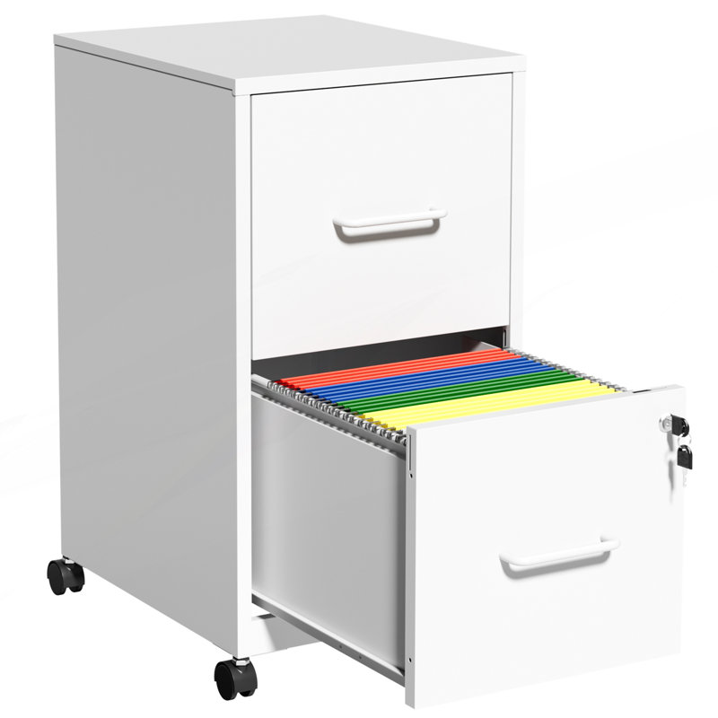 Classeur verrouillable en métal à 2 tiroirs avec roulettes, classeur vertical en acier sous le bureau, classeur de bureau robuste