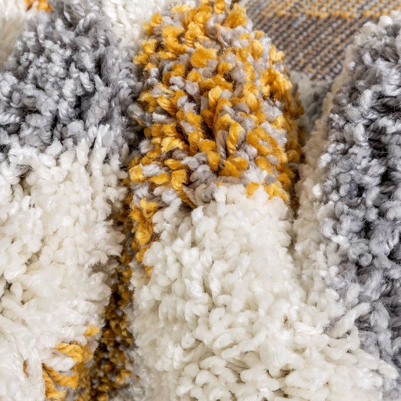 Arden Power Loom Yellow/Grey Rug, Rectangle 160 x 220cm