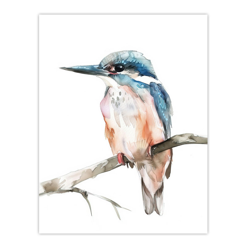 Kingfisher Bird Modern Watercolour Simple Wall Art Print