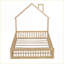 Lit plateforme double en bois de pin avec garde-corps - Aucun sommier nécessaire, style rustique naturel pour la chambre à coucher-2112812657