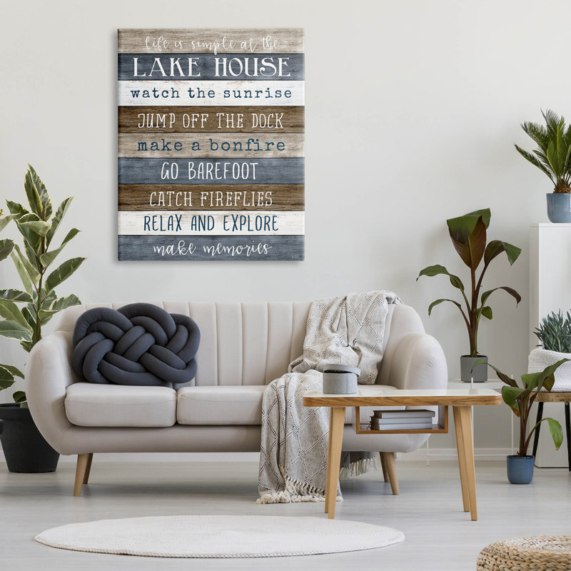 «Life Is Simple Lake House List», art mural par Natalie Carpentieri, H 48 po x l 36 po x P 1,5 po