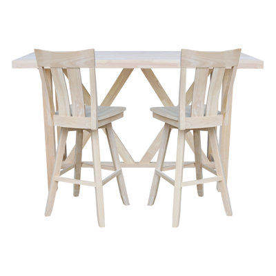 Doty 2 - Person Bar Height Solid Wood Dining Set