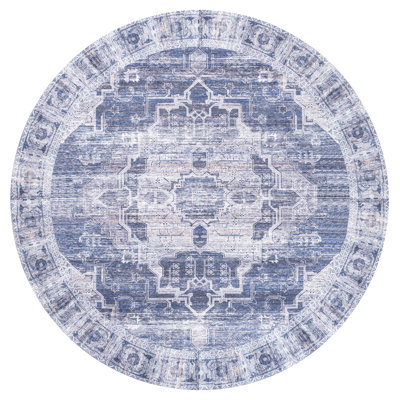 Alanya Ornate Medallion Machine-Washable Navy/Cream Rug
