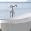 Robinet de baignoire autoportant en nickel brossé avec douche à main - Métal massif, nickel brossé à pleine couverture, corps de 13,09 lb