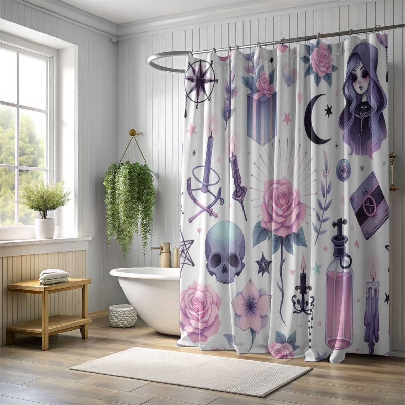 Rideau de douche standard 1 pièce Gentle Gothic, H 74 po x l 71 po