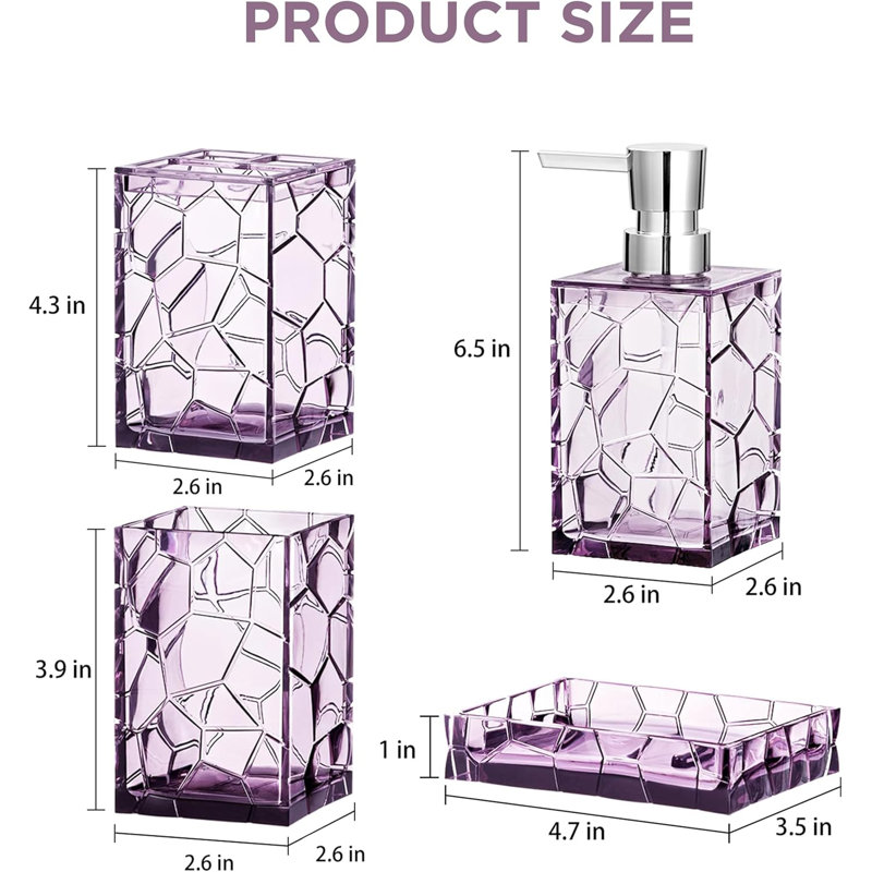 Lavender purple acrylic bathroom countertop set