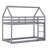 Twin Size Bunk House Shape Bed With Ladder, House Shape Low Bunk Bed With Safety Guardrail-107391822
