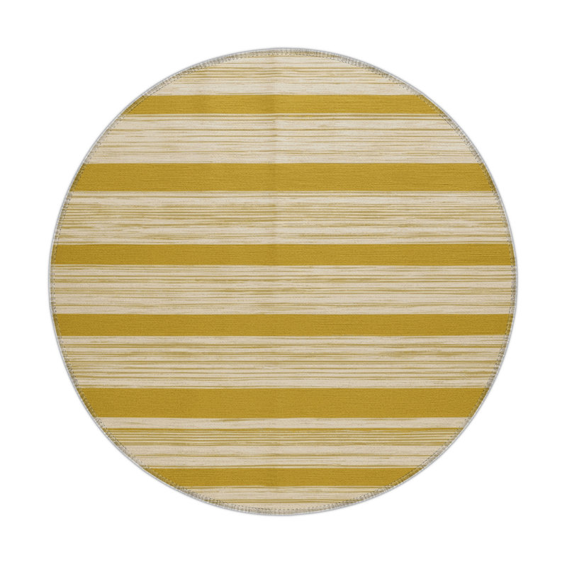 Tapis intérieur / extérieur beige HorizontalStripes, Rond 5 pi