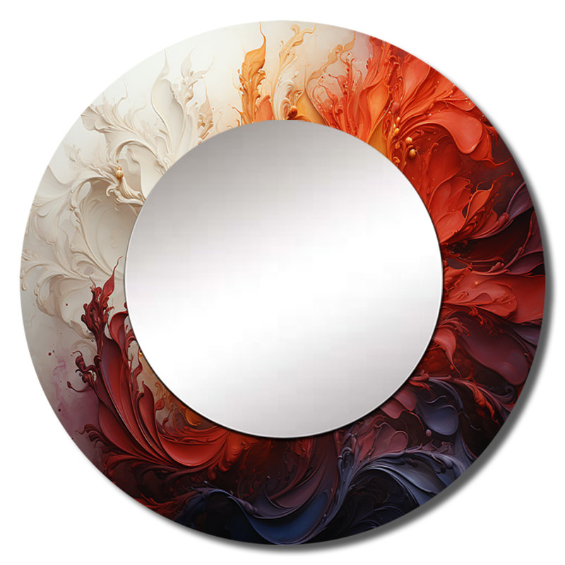 Energetic Spiralscape II - miroir mural abstrait en spirale, miroir décoratif rond moderne, impression d'art en métal