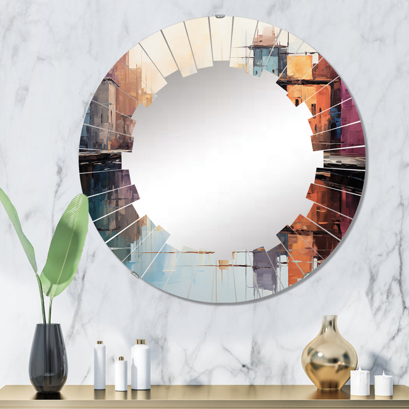 Zarazoga - Miroir mural abstrait rond, 32 po x 32 po
