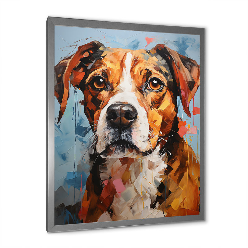 Beagle Bliss sur impression sur toile, Cadre simple argenté, H 40 po x l 30 po x P 1,5 po