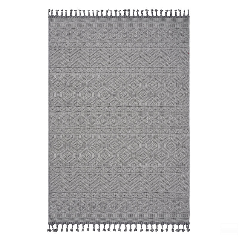 5X7 Geometric Indoor / Outdoor Area Rug, Rectangle 5'3" x 7'6"