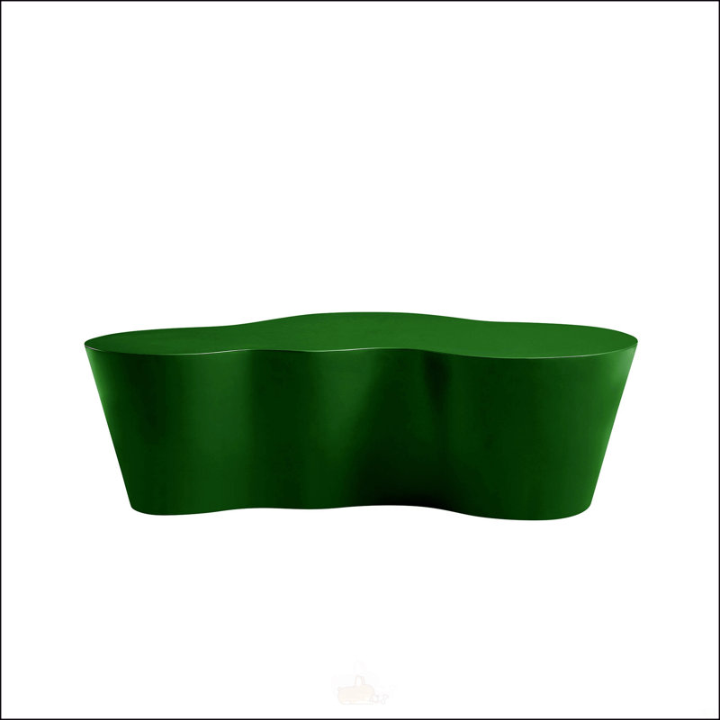 Table basse de 50 pouces en fibre de verre de forme unique, robuste et durable, aucun assemblage requis pour les salons modernes, vert