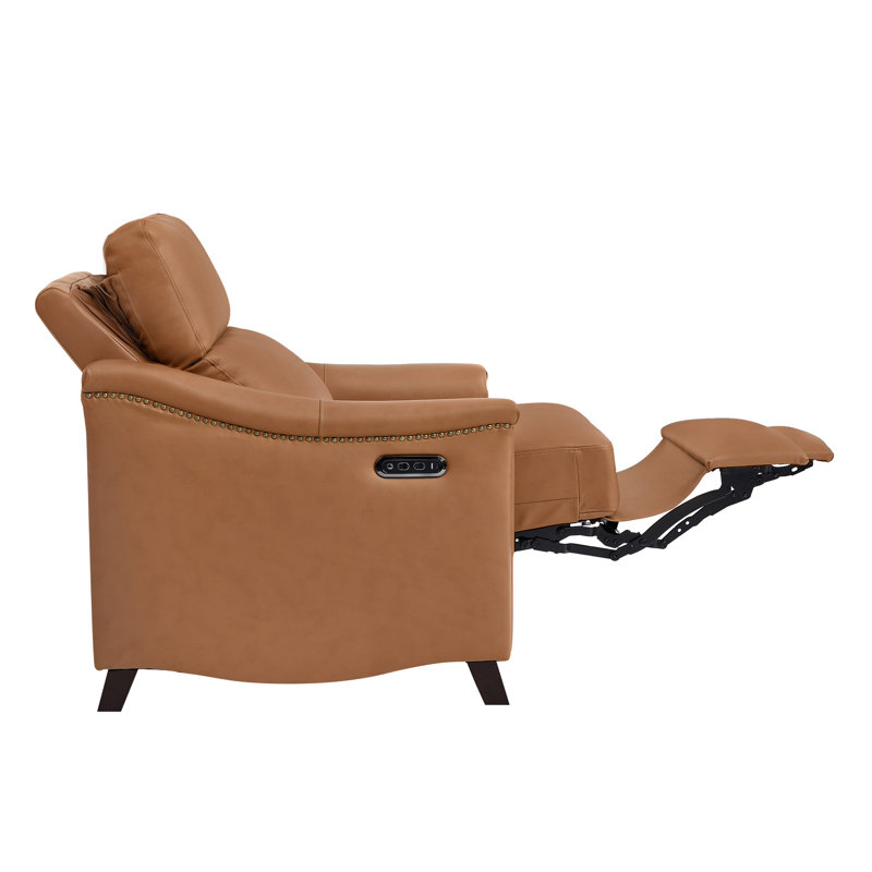 Fauteuil inclinable électrique pivotant en cuir véritable Porter, Light Camel Leather Match