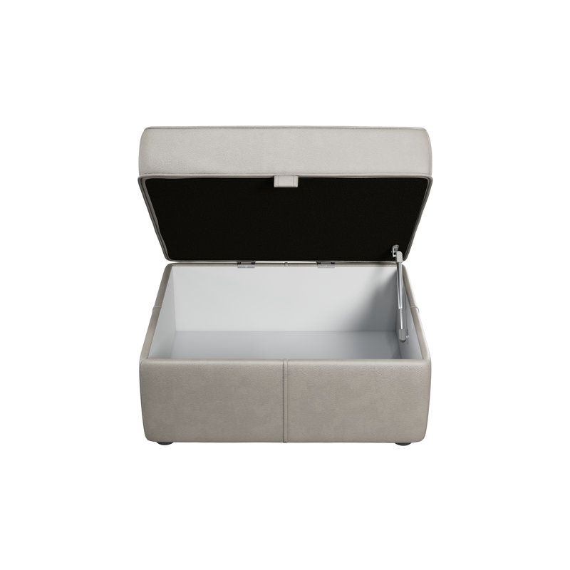 Marylin Wide Rectangle Footstool Ottoman with Storage, Stone Grey