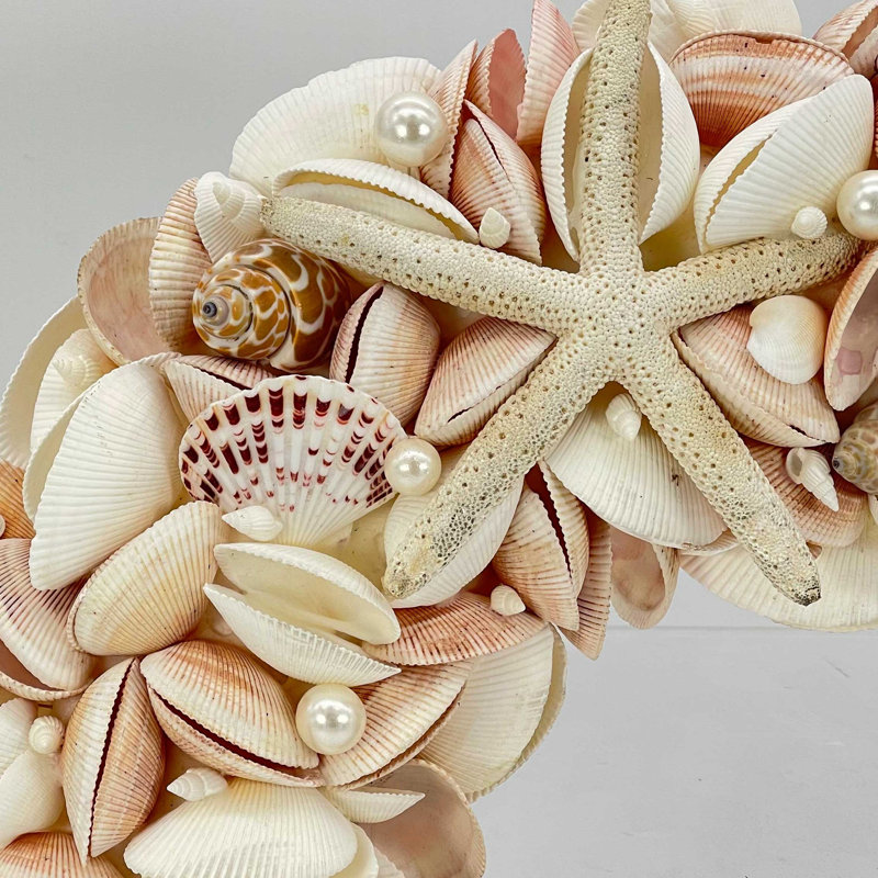 Couronne étoile de mer et coquillage 17 po, Rose