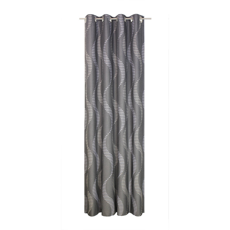 Pearson Eyelet Curtain, single panel, opaque, 132cm Width x 220cm Drop, Grey/Brown/Blue