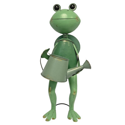 Statue de grenouille tenant un arrosoir pour jardin