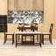 Ensemble de table de salle à manger extensible 6 pièces avec rallonge amovible, tablettes de rangement, chaises rembourrées et banc-1360830587