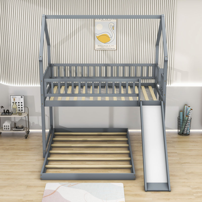 Sceinnker Kids Twin Over Full Bunk Bed, Gray