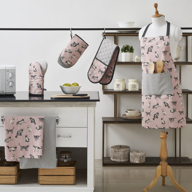 Penguin Home Cotton Oven Glove, Grey/Pink