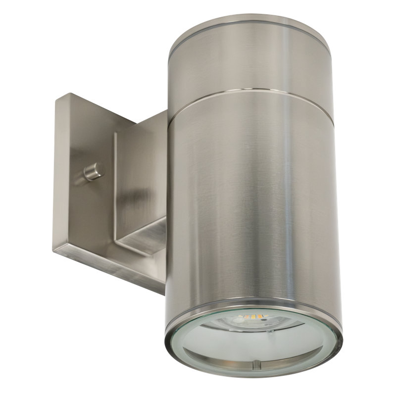 Applique murale d'extérieur DEL cylindrique, Brushed Nickel, No Integral Emergency Battery, Down