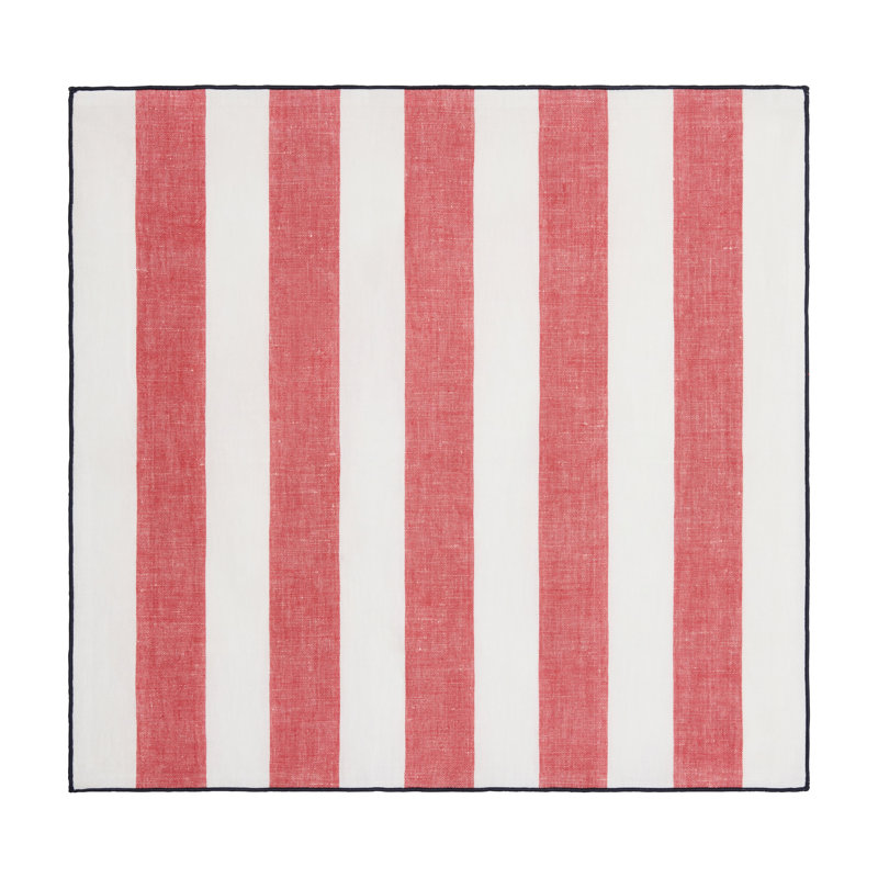 Pizani Linen Rectangle Napkins, Red, Navy